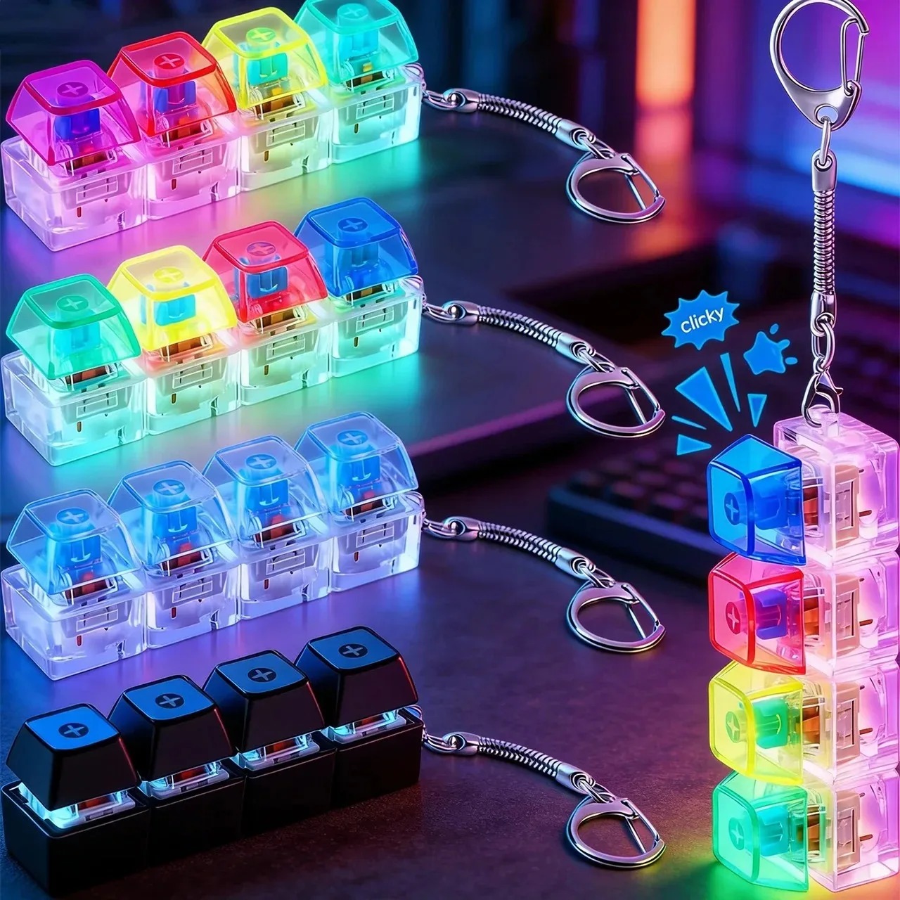 Electronics Gadgets For Kids - '/LED 키보드 키체인 피젯 장난감 크리스탈