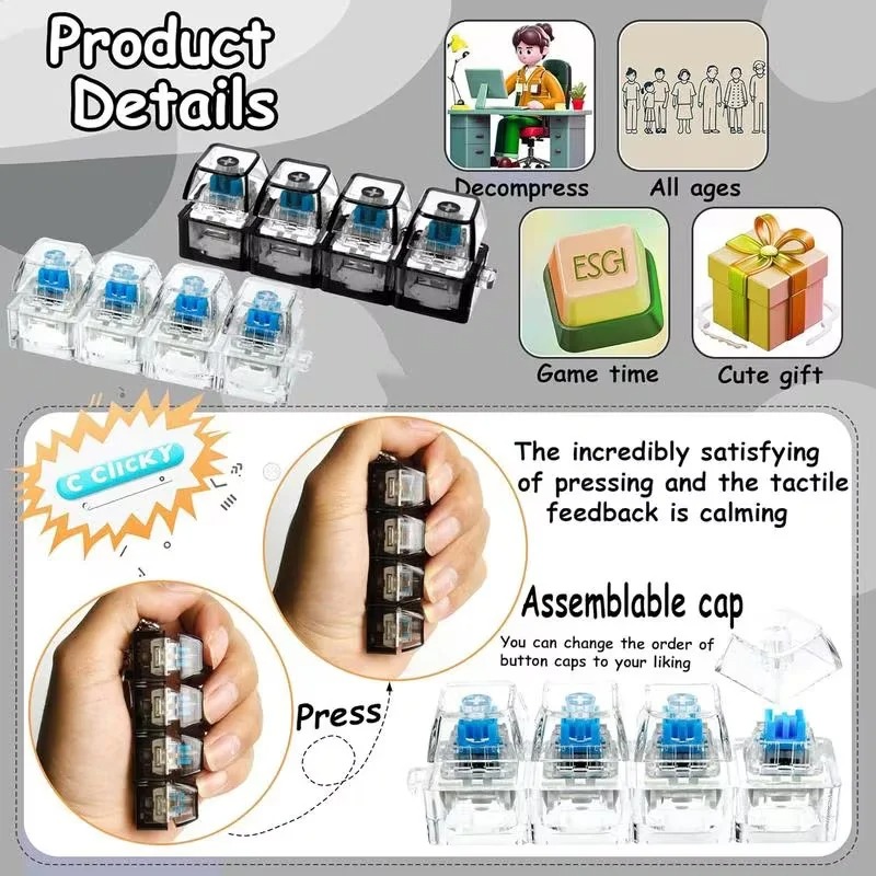 LED 키보드 키체인 피젯 장난감, 크리스탈 클리커 감 - Electronics Gadgets For Kids 리뷰 및 가격