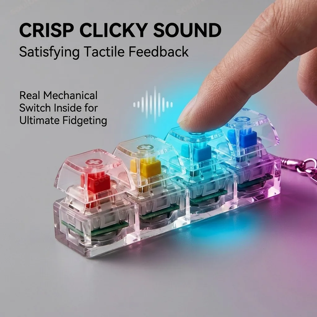 LED 키보드 키체인 피젯 장난감 크리스탈 클리커 감각 - Electronics Gadgets For Kids 리뷰 및 가격